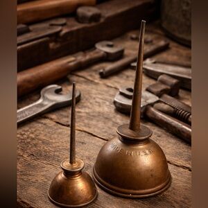 Vintage Eagle Copper Oil Can Set Machinist Railroad Industrial Decor